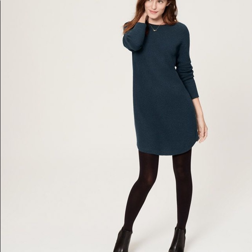 LOFT SWEATER DRESS LEATHER TRIM
